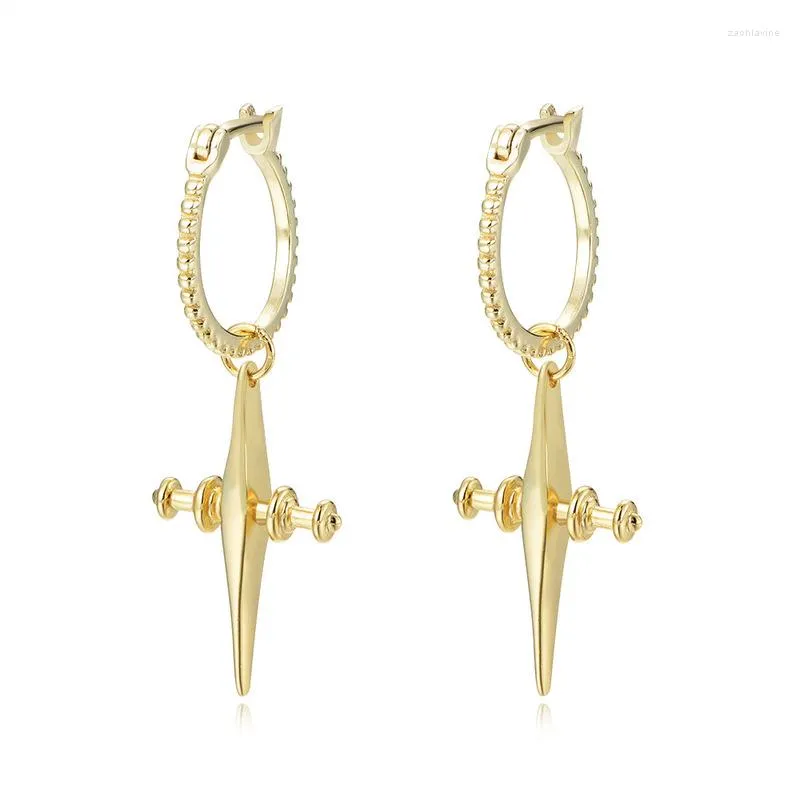 Brincos de argola 925 aros de orelha de prata esterlina Cruz Gold Small for Women Brincos Fashion Personalidade Joking Jewelry Acessórios