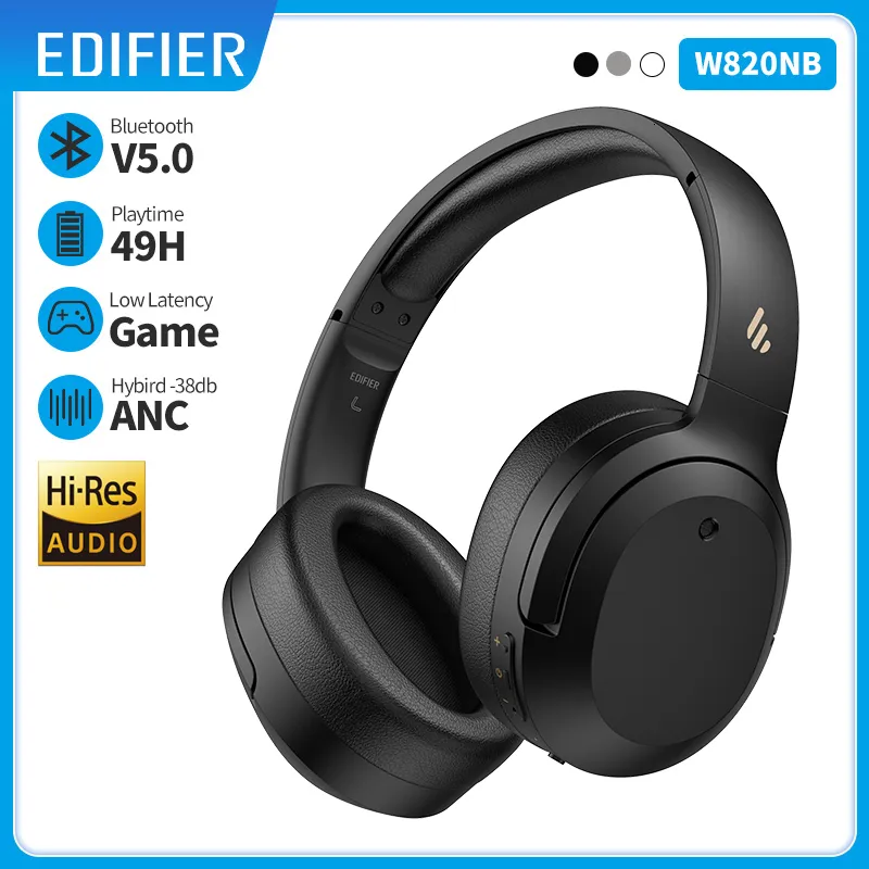 Auricolari per telefoni cellulari EDIFIER W820NB Cuffie wireless ANC Cuffie Bluetooth Audio ad alta risoluzione 5 0 Driver da 40 mm Tipo C Ricarica rapida Ibrido 230214