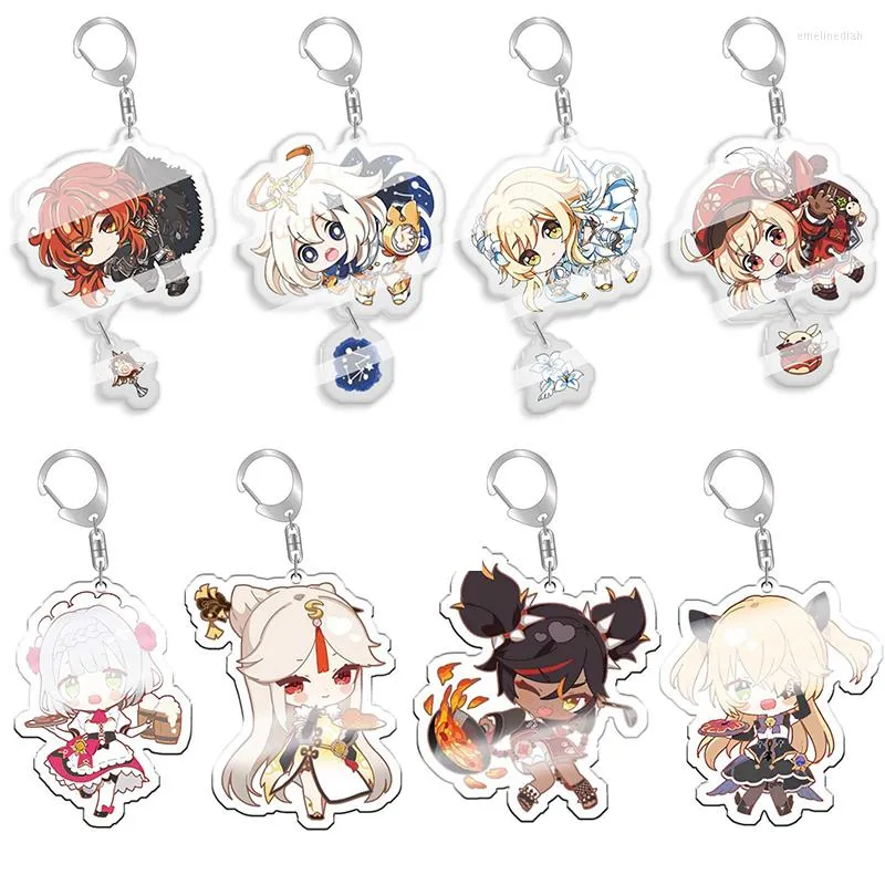 Keychains Keychain Game Genshin Impact Söt ryggsäck hänge xinyan xingqiu venti akrylsmycken med bilfläktgåva