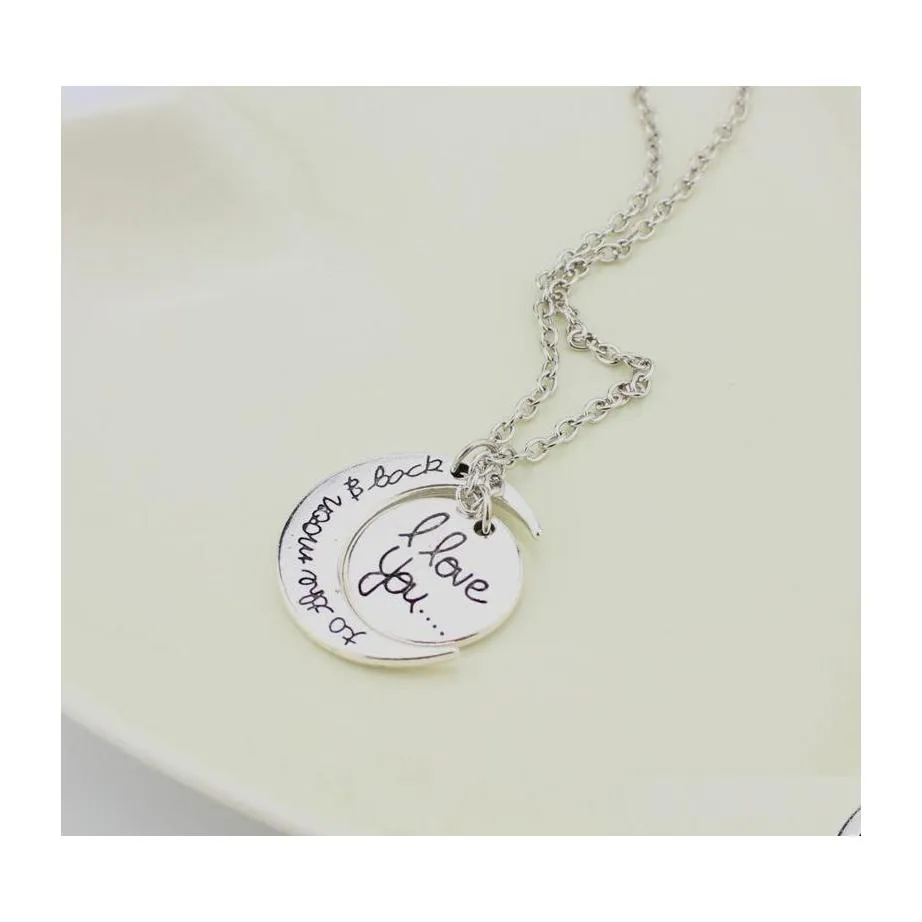 Pendant Necklaces Couples Engraving Pendants Jewelry 925 Sier 24K Gold Chains I Love You Sun Moon Drop Delivery Dhaiq