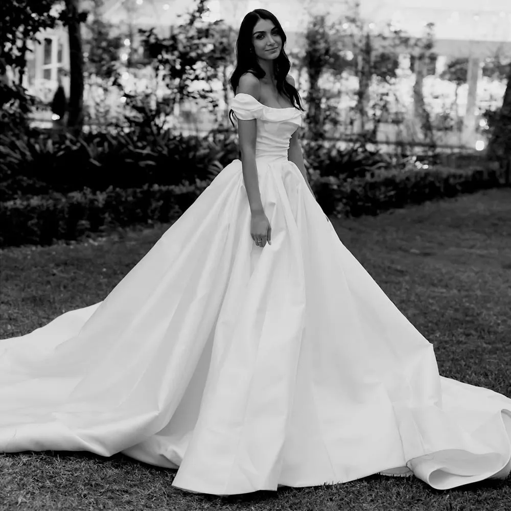 strapless open back dress Retro Round Neck Furry 3D Flower Puff Sleeve A-Line Princess Wedding D –  PreppyDress main image 0