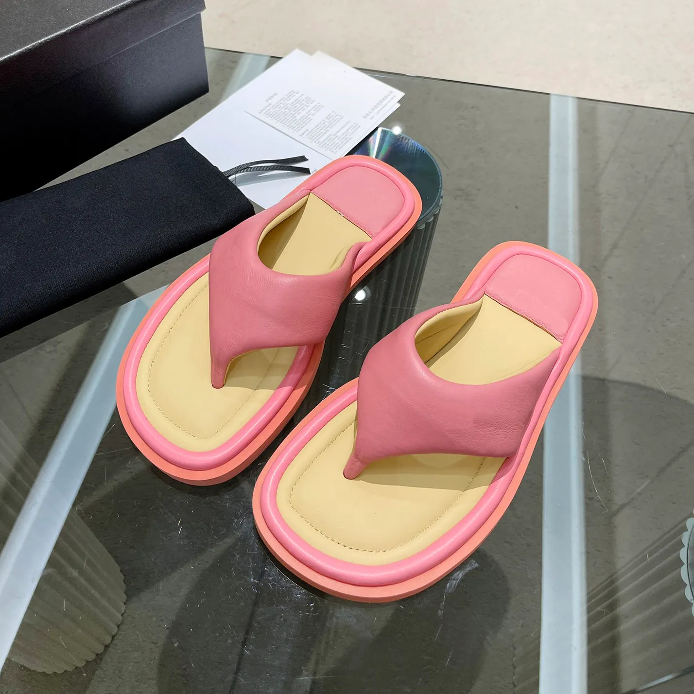 Luxury Womens Designer Bread Flip Flop Platform Thong Sandals In Candy ...