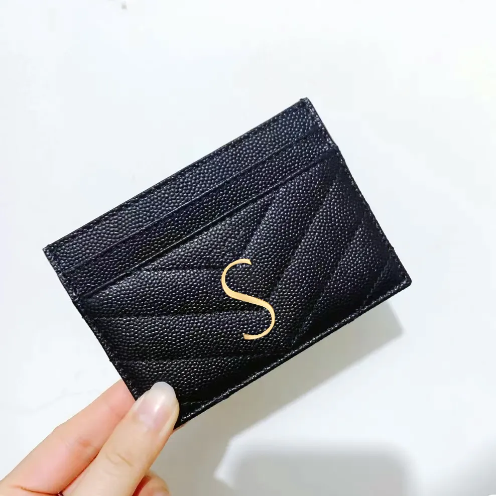 محفظة جلدية حقيقية محفظة مفتاح فاخرة المصمم حامل بطاقة المرأة المحفظة للرجال عملة أزياء أسود الحمل