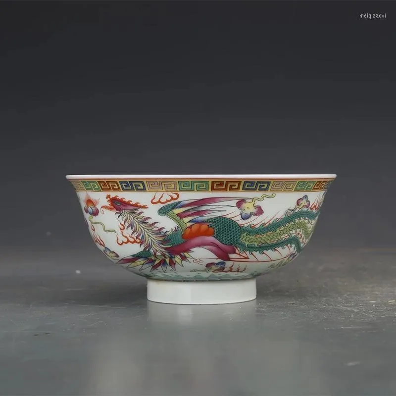 Bols Qing Guangxu Porcelaine Pastel Dragon Et Phoenix Bol Antique Ming Collection