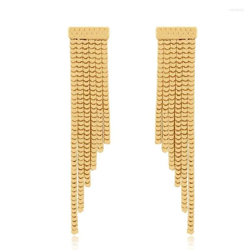 Dangle Earrings Tassel Chain Drop Gold Color Fashion Charm Jewelry Women Party Bijoux