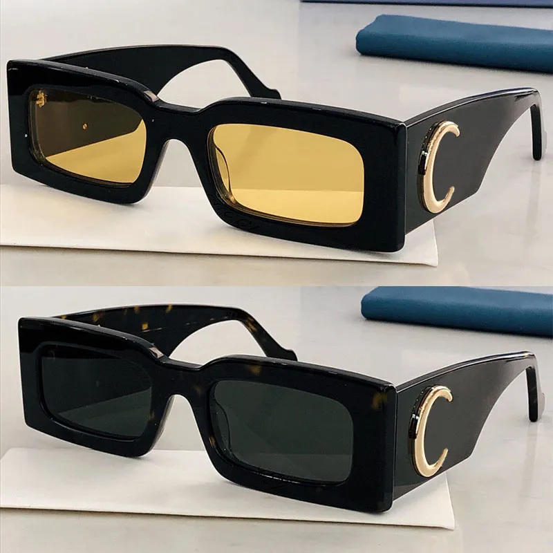 New Women Rectangle Sunglasses Brand Designer Retro super big logo Sun Glasses 1425 Female Lady Gold metal letter luxury Eyeglass Vintage Driver Glasses