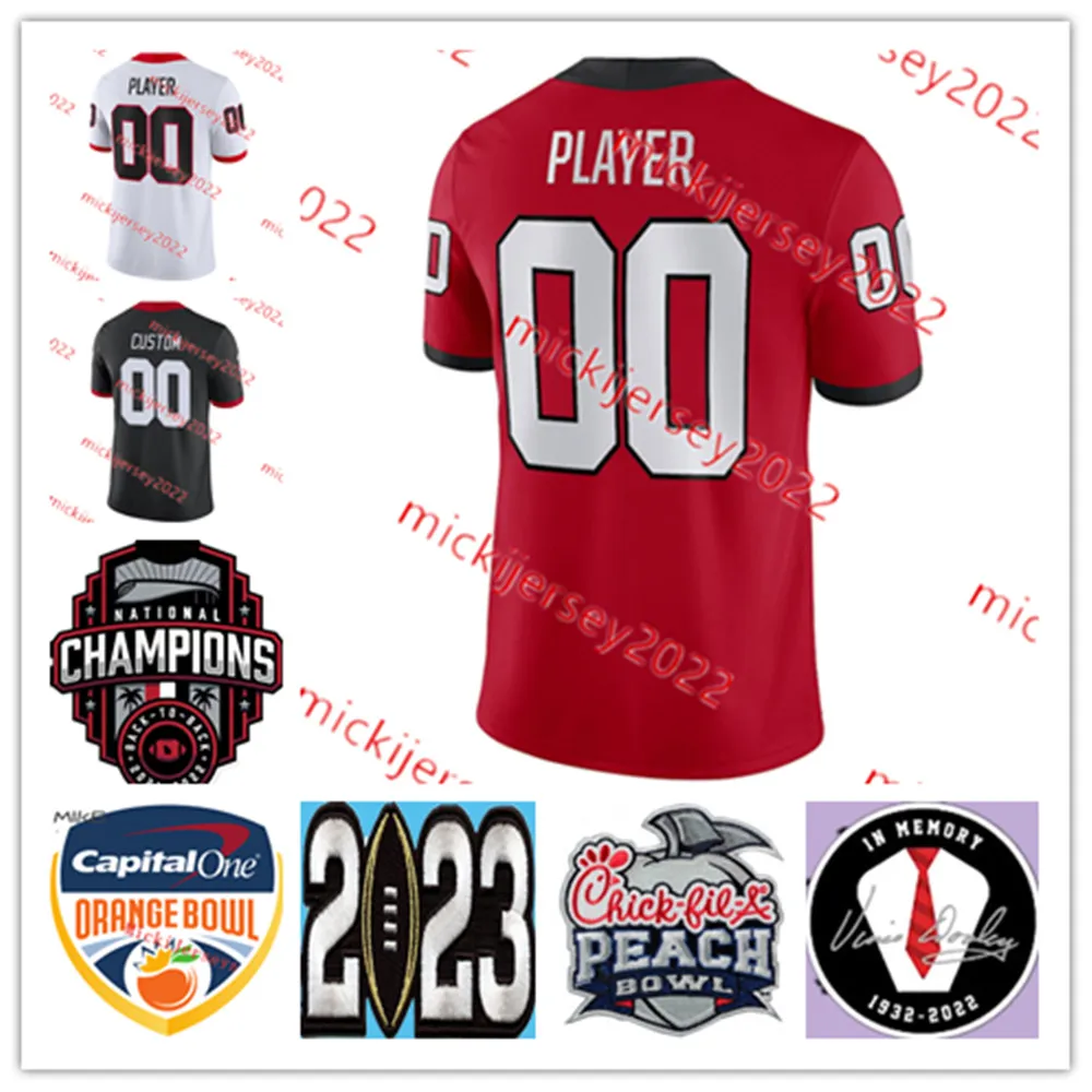 Custom 2023 Vince Dooley Peach Bowl Jersey 0 Rian Davis 4 Oscar delp Micah Morris Julian Humphrey David Daniel-Sisisavanh Dylan Fairchild Christen Miller Jerseys