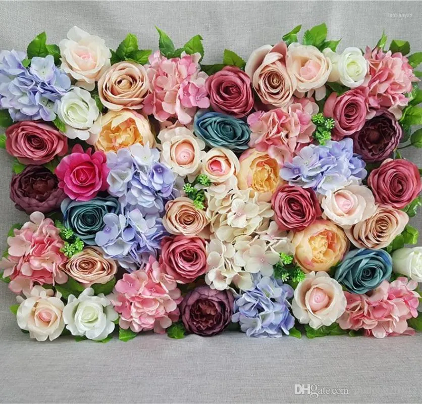 Fleurs décoratives mur artificiel pour mariage fleur toile de fond soie Rose pivoine hortensia route principale événement fête