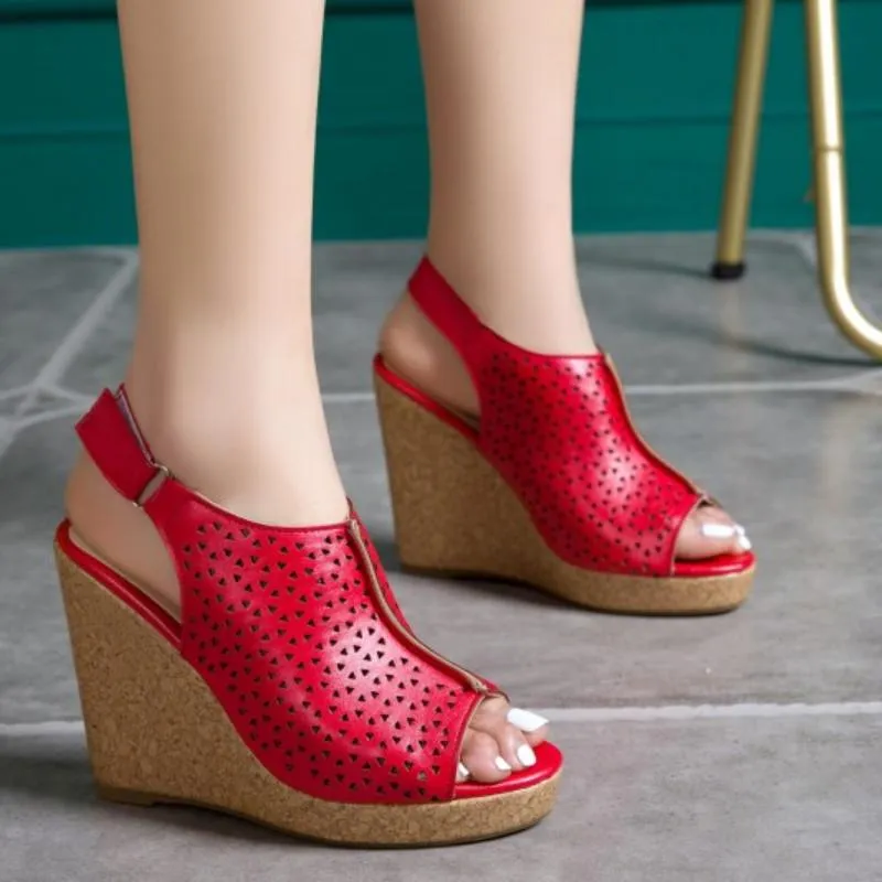 Sandalias Fanyuan 2023, cuñas para mujer, zapatos de tacón alto con plataforma, zapatos de verano a la moda para oficina, calzado de fiesta para mujer, talla 34-43