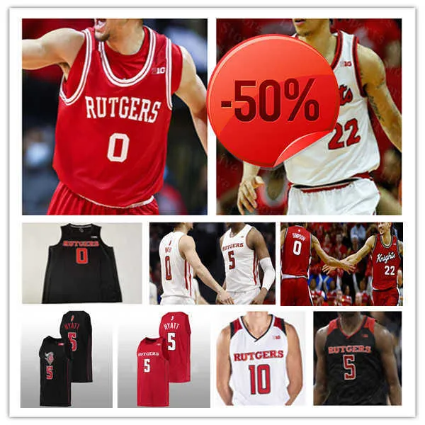 NCAA Rutgers Scarlet Knights College Basketball Jerseys Ron Harper Jr. Clifford Omoruyi Cam Spencer Aundre Hyatt Caleb McConnell Derek