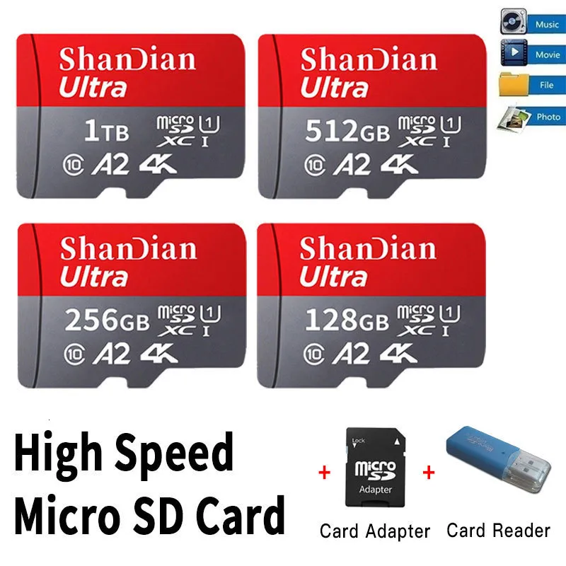 Carte Micro SD 256 Go avec Adaptateur Carte mémoire Haute Vitesse