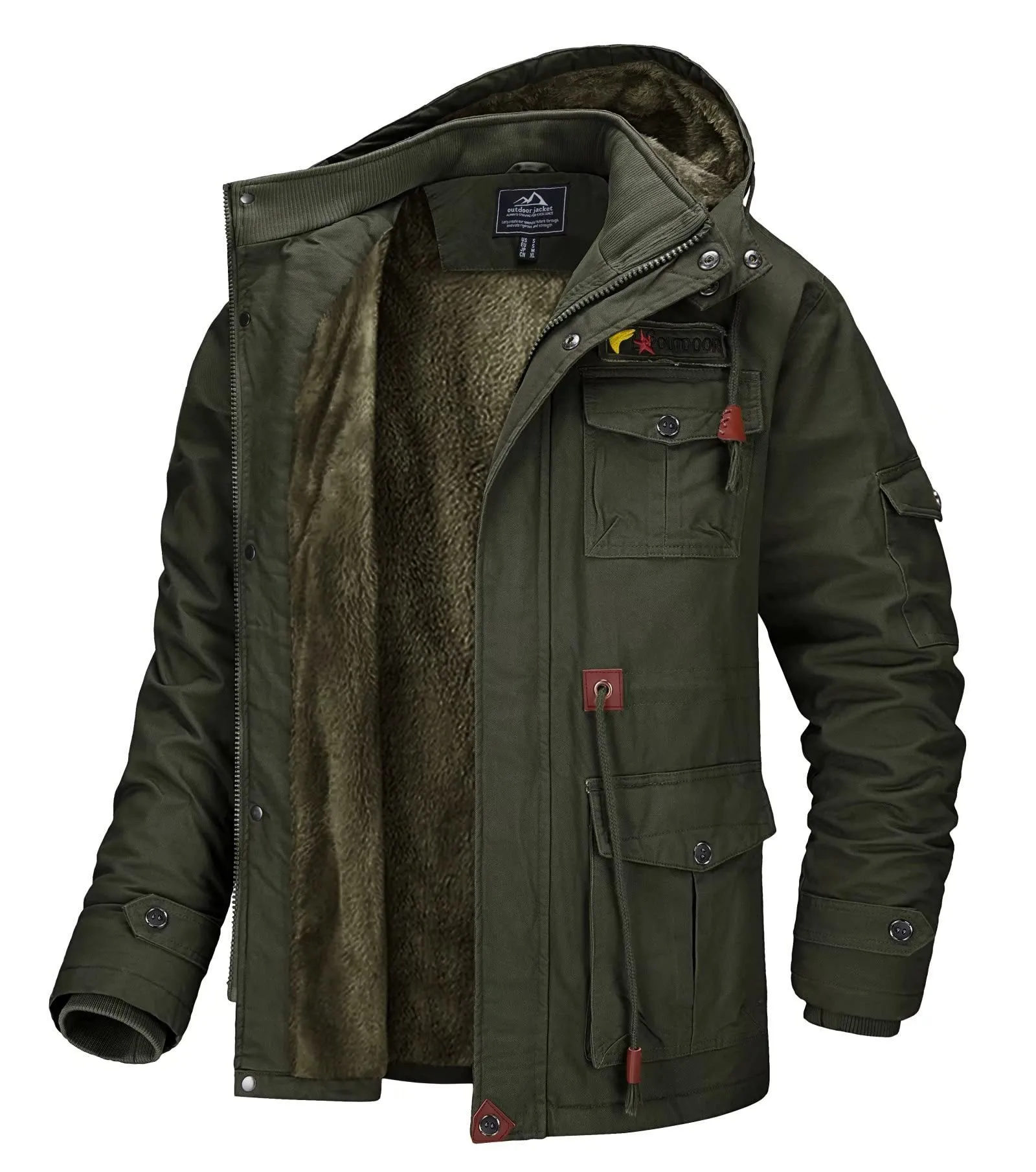 Mens Jackets TACVASEN Windproof Winter Hooded Coats Fleece Lining