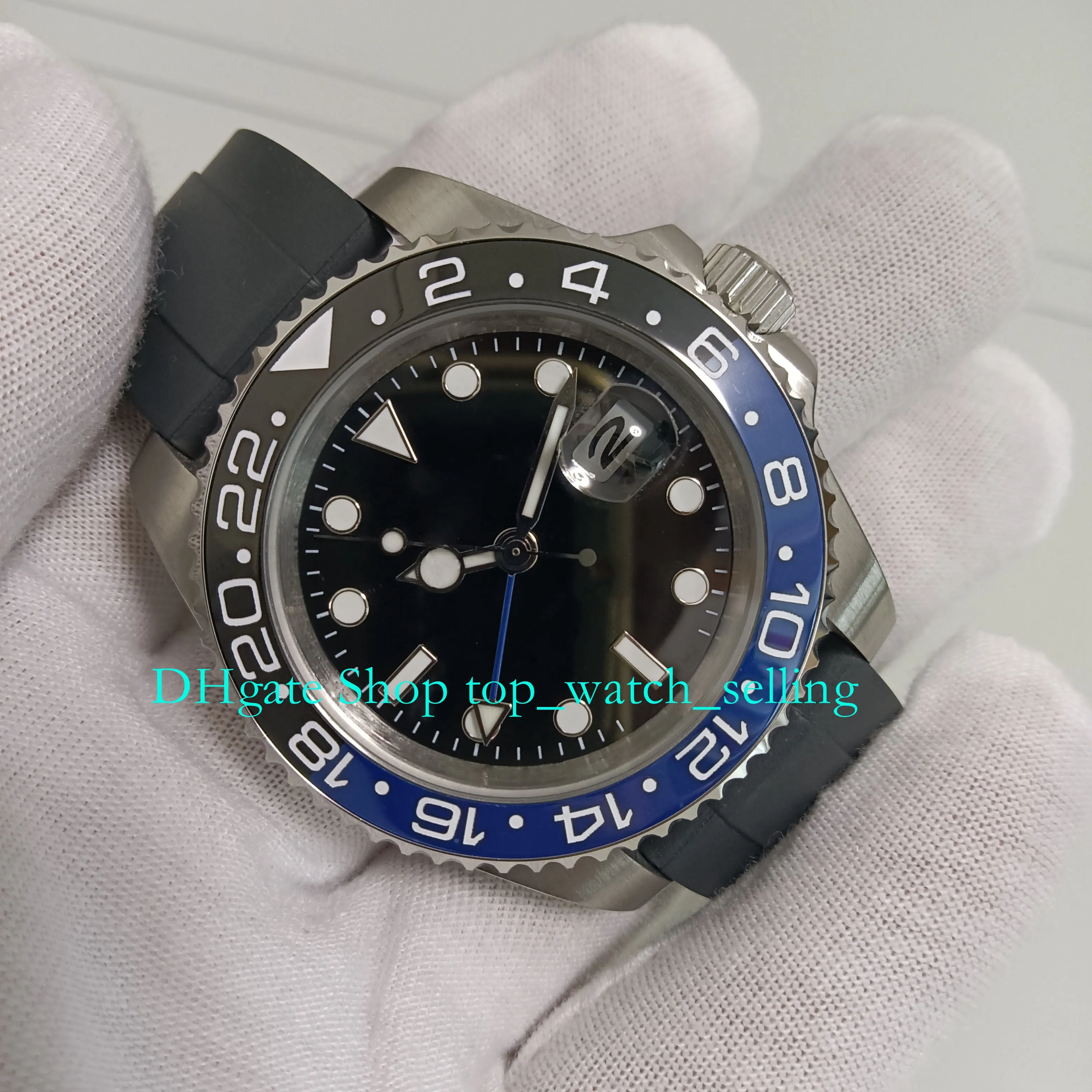 With Box Ceramic Bezel Watch for Men's 40mm Black Dial Rubber Bracelet Mechanical Sport Mens Wristwatches Men Men's Automatic Watches