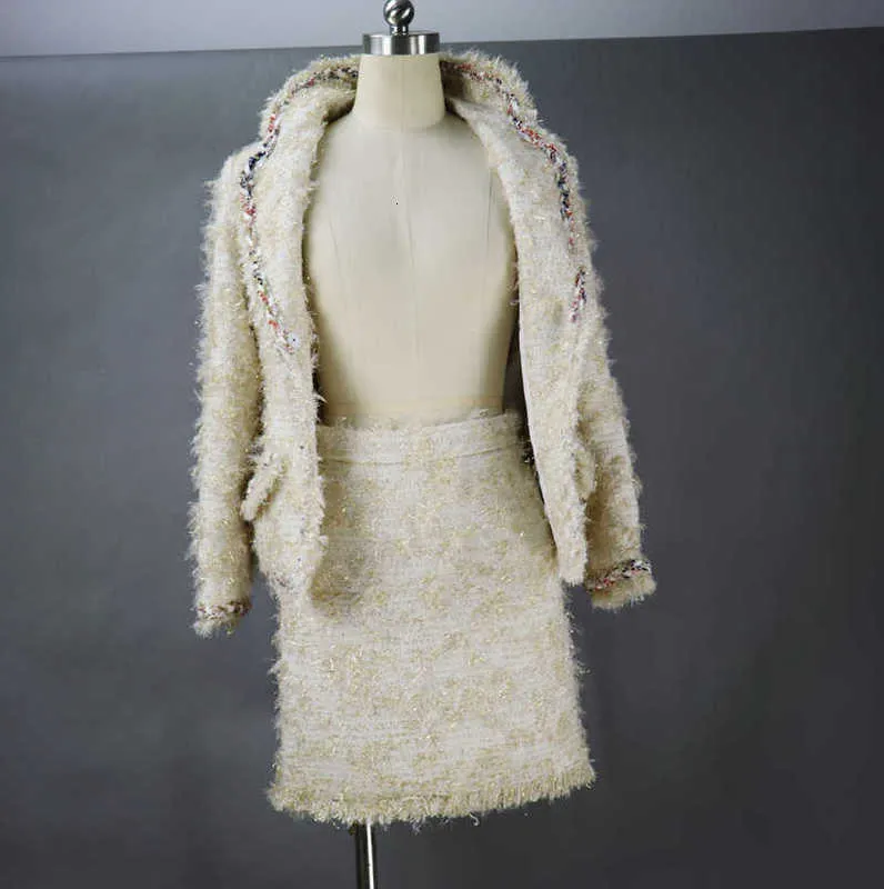 Gonne Designer Spring New Women's Slim Fit Wrap Hip A-line Short Gold Thread Coasted Dress KS76