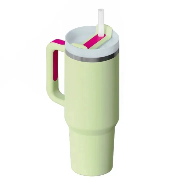 Flamingo Stanley 40Oz Cup with Straw Insulation Stainless Steel