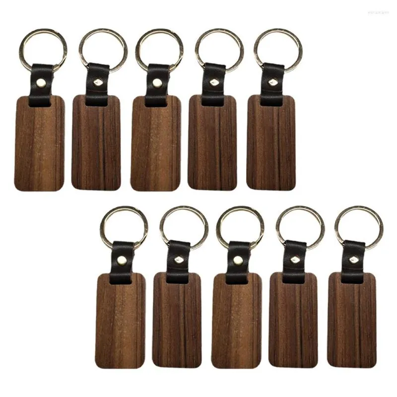 Porte-clés 10 pièces porte-clés en bois rectangulaire à collectionner porte-clés voiture sac suspendu pendentif peinture artisanat mignon pour femmes hommes