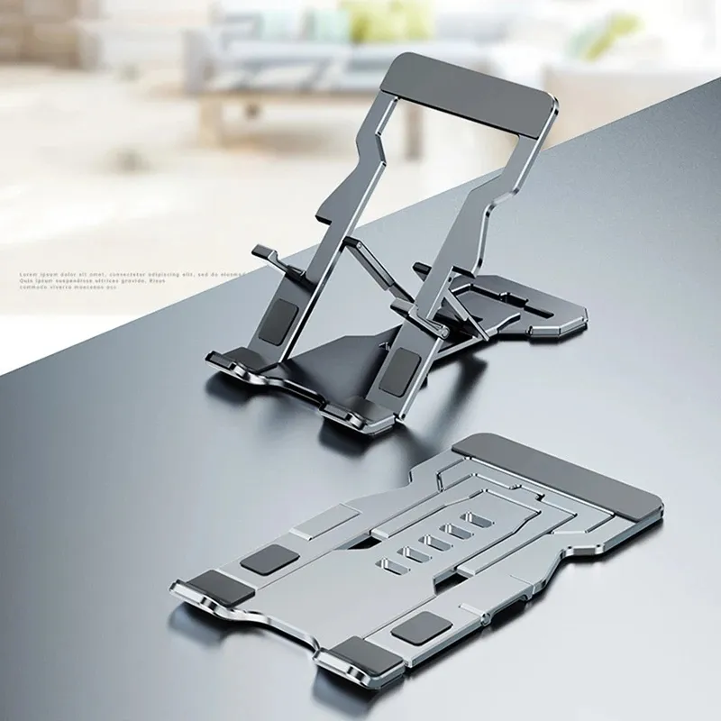 Supporto per telefono cellulare in lega di alluminio Staffa portatile pieghevole da tavolo in metallo Lazy può regolare liberamente la base della staffa del tablet