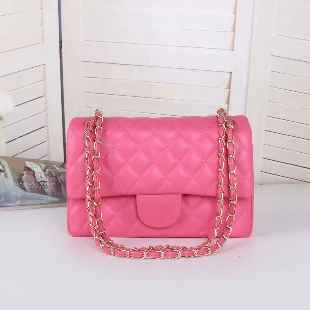 Bolsos superiores sacoche luxuries diseñador bolso de mujer bolso de marca personalizado Bolso cruzado de cuero con cadena dorada para mujer negro blanco rosa hombro de ganado bolso cc CH001