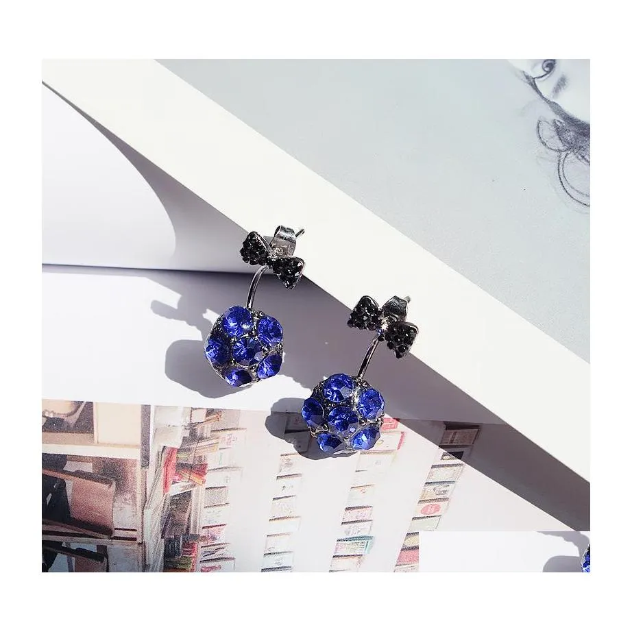 Stud Bow ￶rh￤ngen Simated Jewelry Brincos Bowknot Bijoux Imitation Crystal Earring Drop Delivery DHQT6