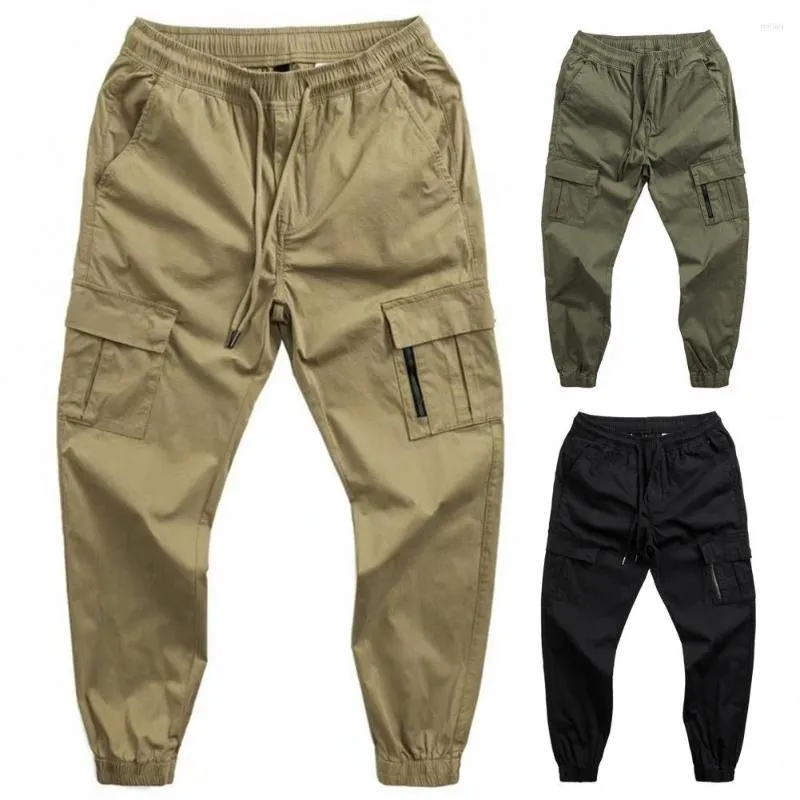 Pantalons pour hommes résistant à l'usure à la mode entrejambe profond couleur Pure Cargo décontracté été solide vêtements quotidiens
