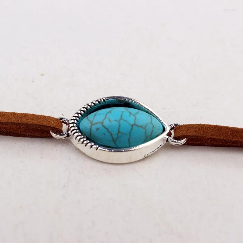 Choker Böhmen Seil Kette Für Frauen Vintage Goth Oval Blau Stein Kurze Halskette Gothic Hals Zubehör Schmuck Geschenke VGN130