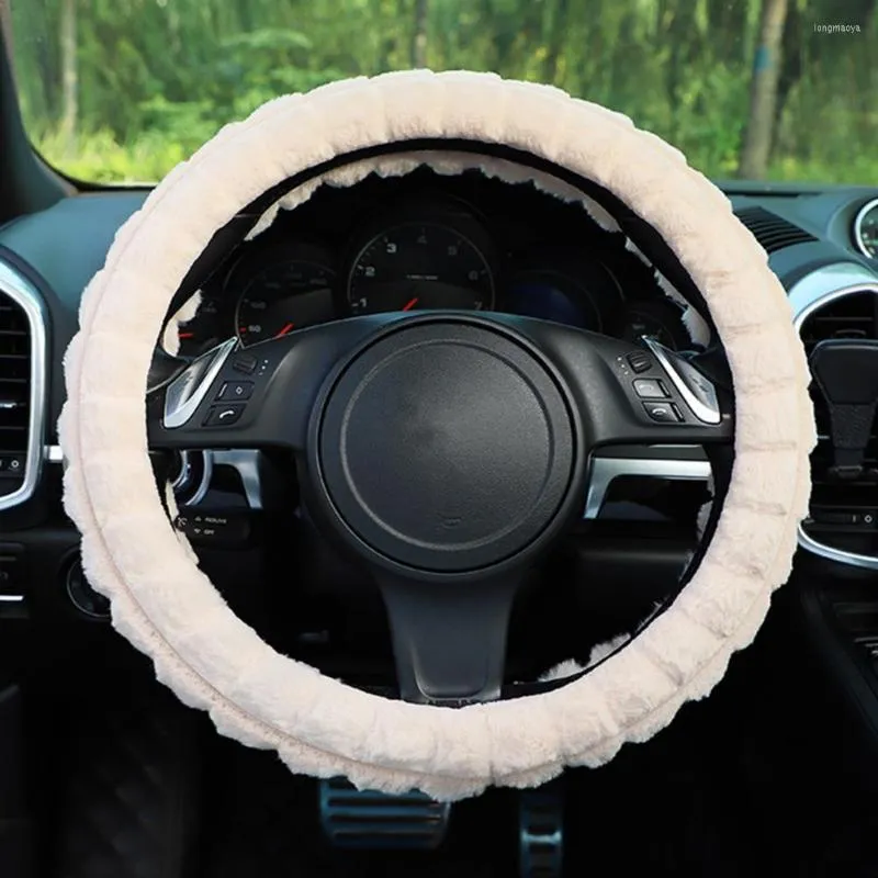 Steering Wheel Covers Case Fashionable Anti-scratch Comfortable Puffy Grid Plush Car Accessories