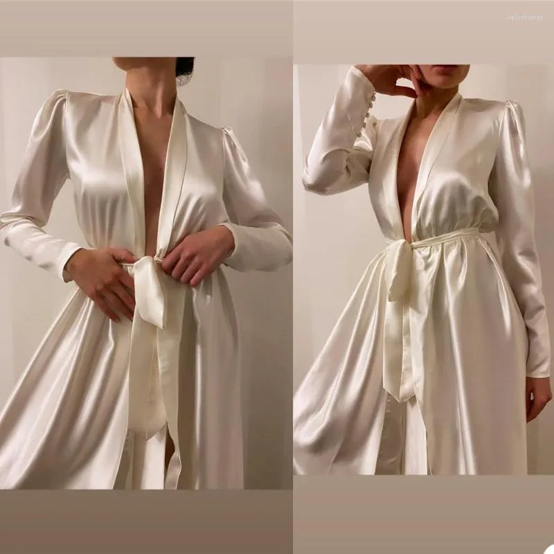 Robe de demoiselle d'honneur, peignoir d'hiver en Satin, sur mesure, manches longues, vêtements de nuit pour femmes, Boudoir de mariée