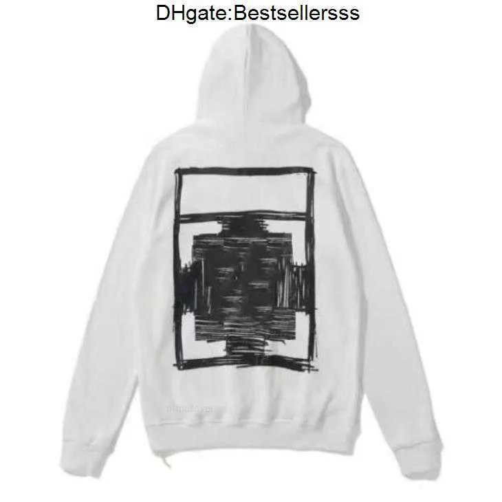 22-23SS Mens Off Designer White Hoodie Sorto Menino Mulheres Capuz de Capuz de Manga Longa Compolpeira de Streetwear de Streetwear