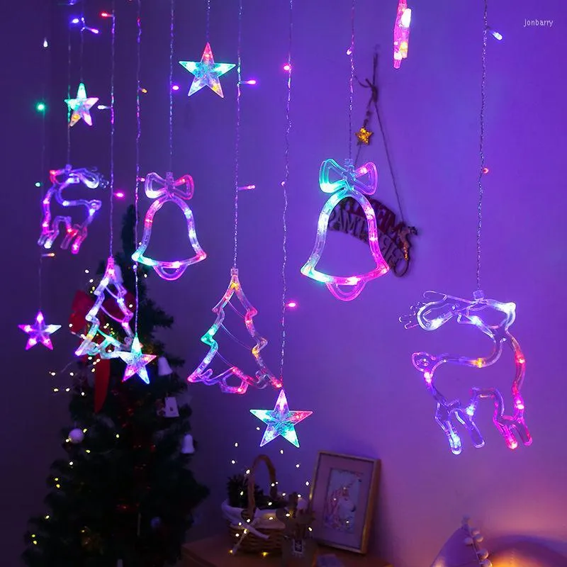 Строки рождественские светодиодные светильники 220V открытые рождественские вечеринки праздники для занавеса в помещении Bedchamber