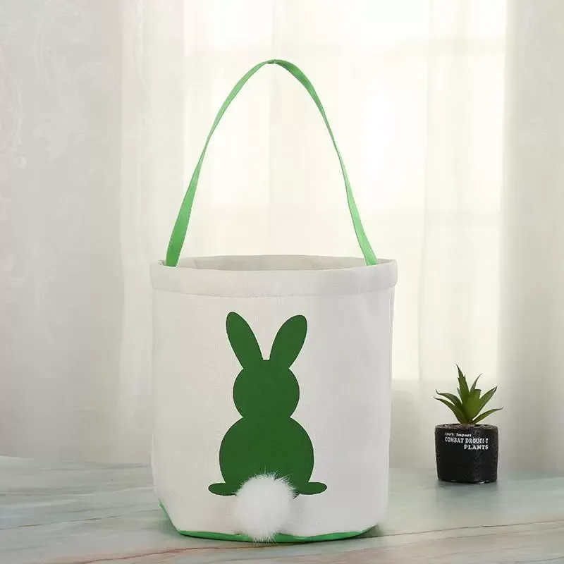 canvas easter basket bunny ears good quality easter bags for kids gift bucket Cartoon Rabbit carring eggs Bag