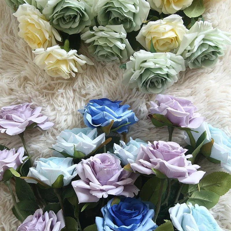 Fleurs décoratives Rose artificielle 5pcs fleur ouverte fausses tiges pour mariage maison tablearrangement bouquet de mariée pièce maîtresse fausse soie