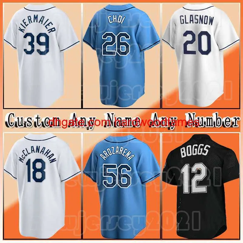 Maillots de baseball 56 Randy Arozarena 39 Kevin Kiermaier 17 Austin Meadows 12 Wade Boggs 20 Tyler Glasnow 23 Christian Bethancourt Manuel Margot Ramirez