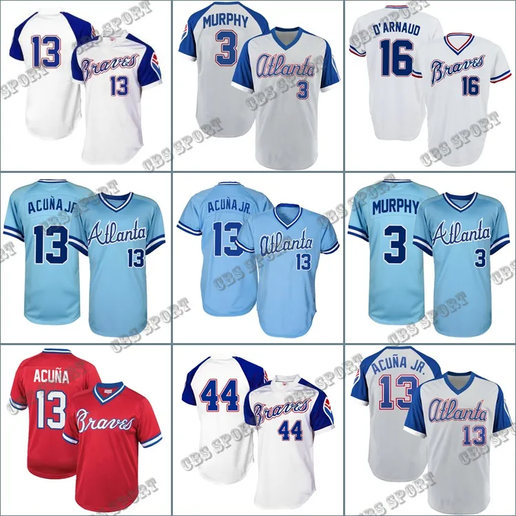 Klassisk Ronald Acuna Jr. Throwback Baseball Jersey Ender Inciarte Men/ Women/ Youth Travis Darnaud Ozzie Albies Dale Murphy Chipper Jones Austin Riley Marcell Ozuna