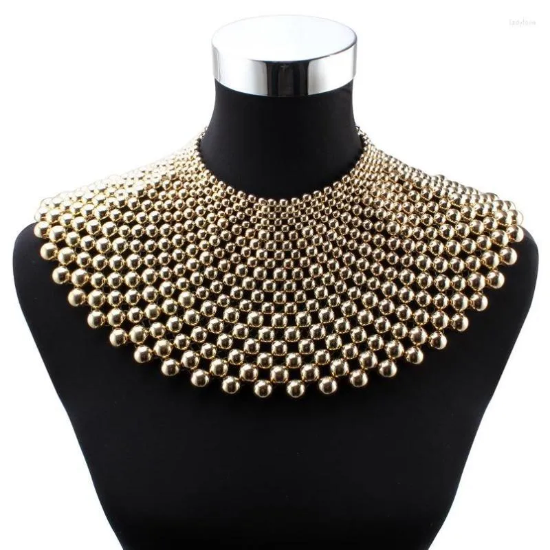 Pendant Necklaces Big Chunky Ball Beaded Maxi Choker Collar Necklace For Women Florate Brand Handmade Chain Metal Statement Bead