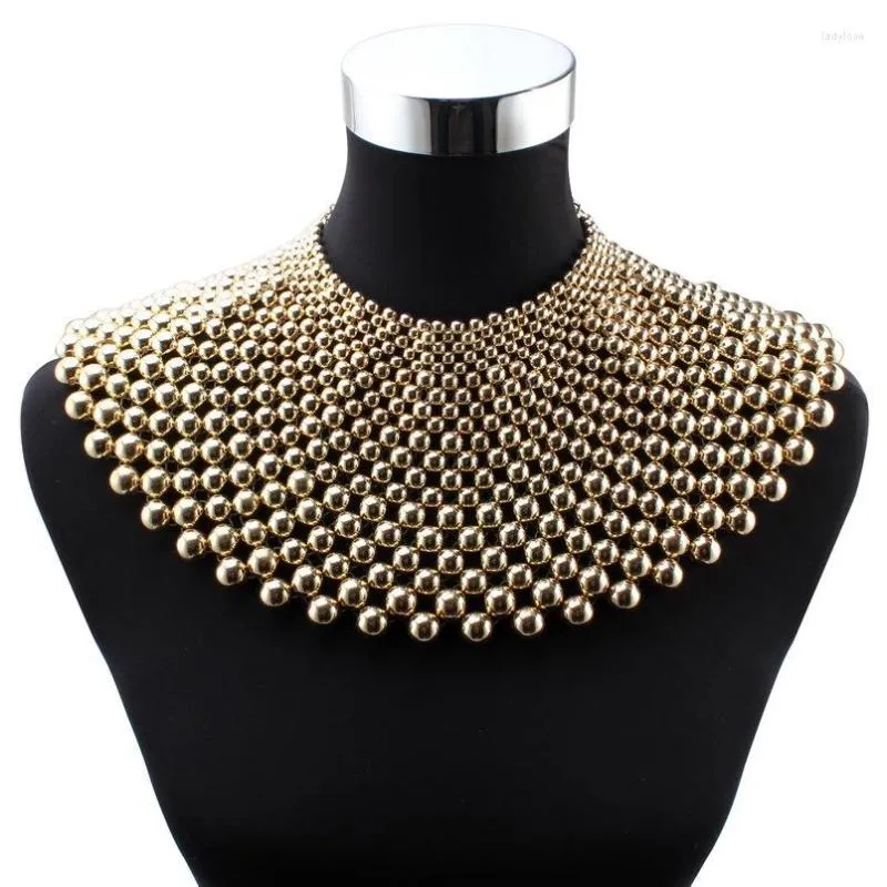 Pendentif Colliers Big Chunky Ball Perlé Maxi Collier Ras Du Cou Collier Pour Les Femmes Florate Marque À La Main Chaîne En Métal Déclaration Perle