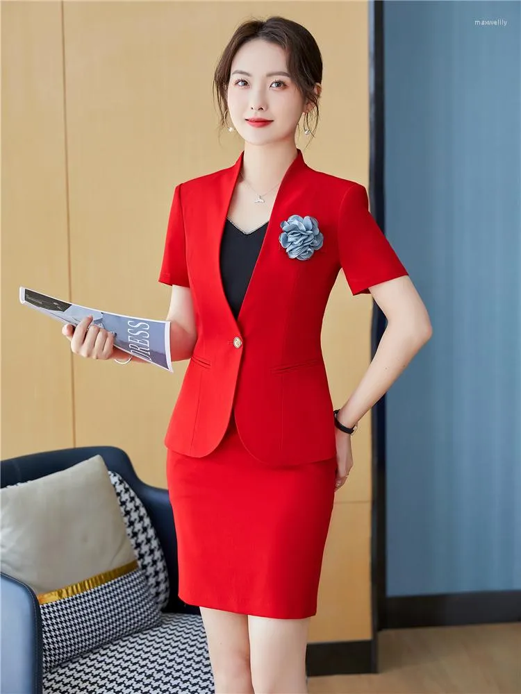 Two Piece Dress Women Elegant Blazers Suits Formal Uniform Styles With Tops & Skirt Ladies Office Work Wear ProfessionalSkirt Suit