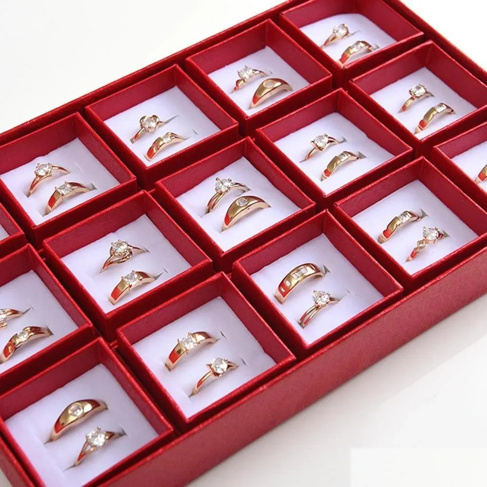 Cluster Rings 15Pairs / Set Fashion Zircon Boxed Couples Finger Bijoux Pour Hommes Femmes Mariage Fiançailles Cadeau Réglable Ouvert Gol Dhdoz