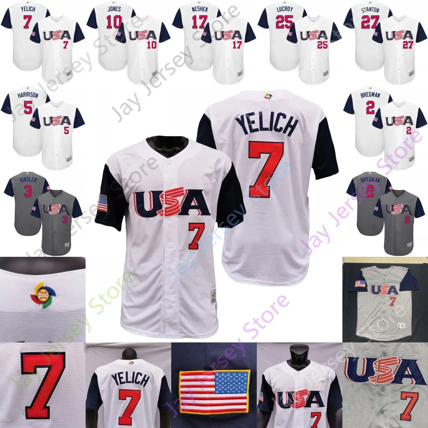 2025 World Baseball Classic Custom Wbc Usa Jersey Mike Trout Bobby Witt