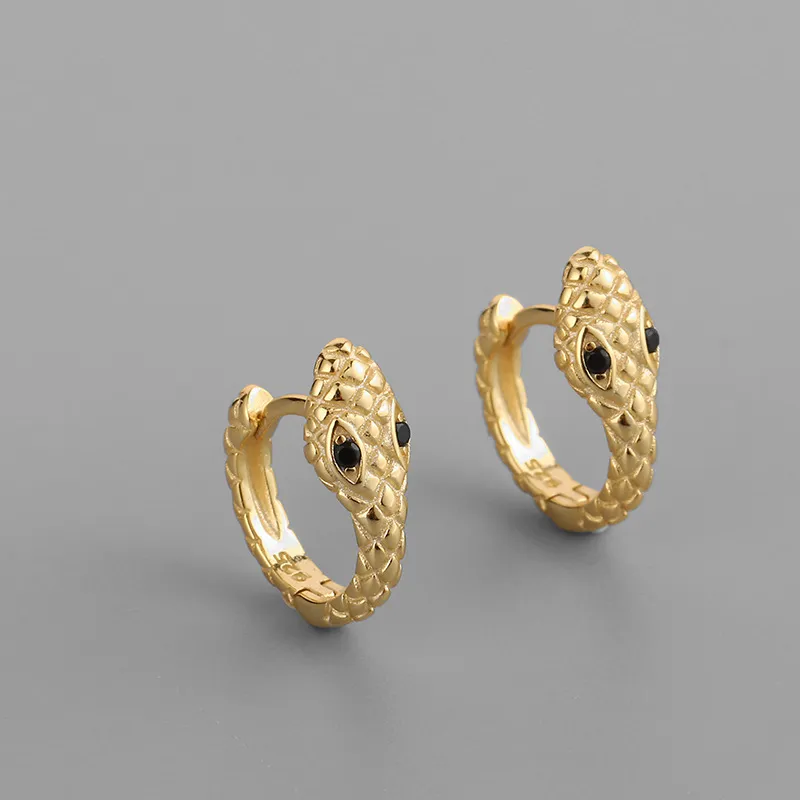 2 Paia Orecchini A Forma Di Serpente Donna: Cerchio Punk In Argento Con Cristalli, Gioielli Animali 1,6cm, Ipoallergenici E Placcati Platino - 4