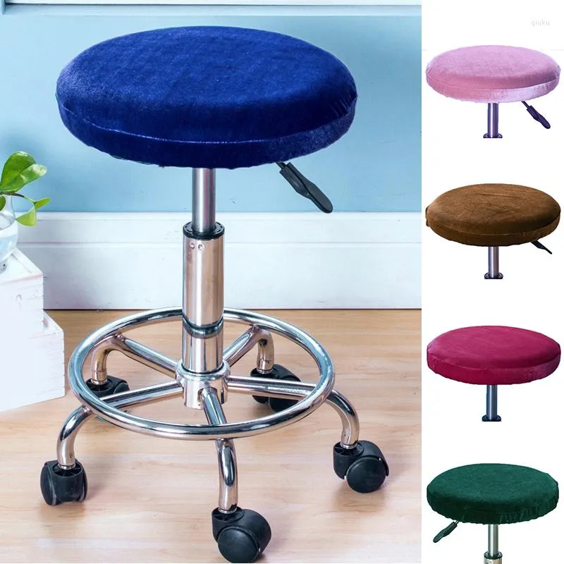 Pillow High Quality Soft Velvet Chair Cover Bar Stool Covers Elastic Seat Protector Solid Color Home Chairs Slipcover