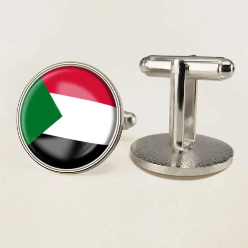 Boutons de manchette drapeau National soudanais partout dans le monde boutons de manchette drapeau National costume bouton décoration pour cadeau de fête artisanat