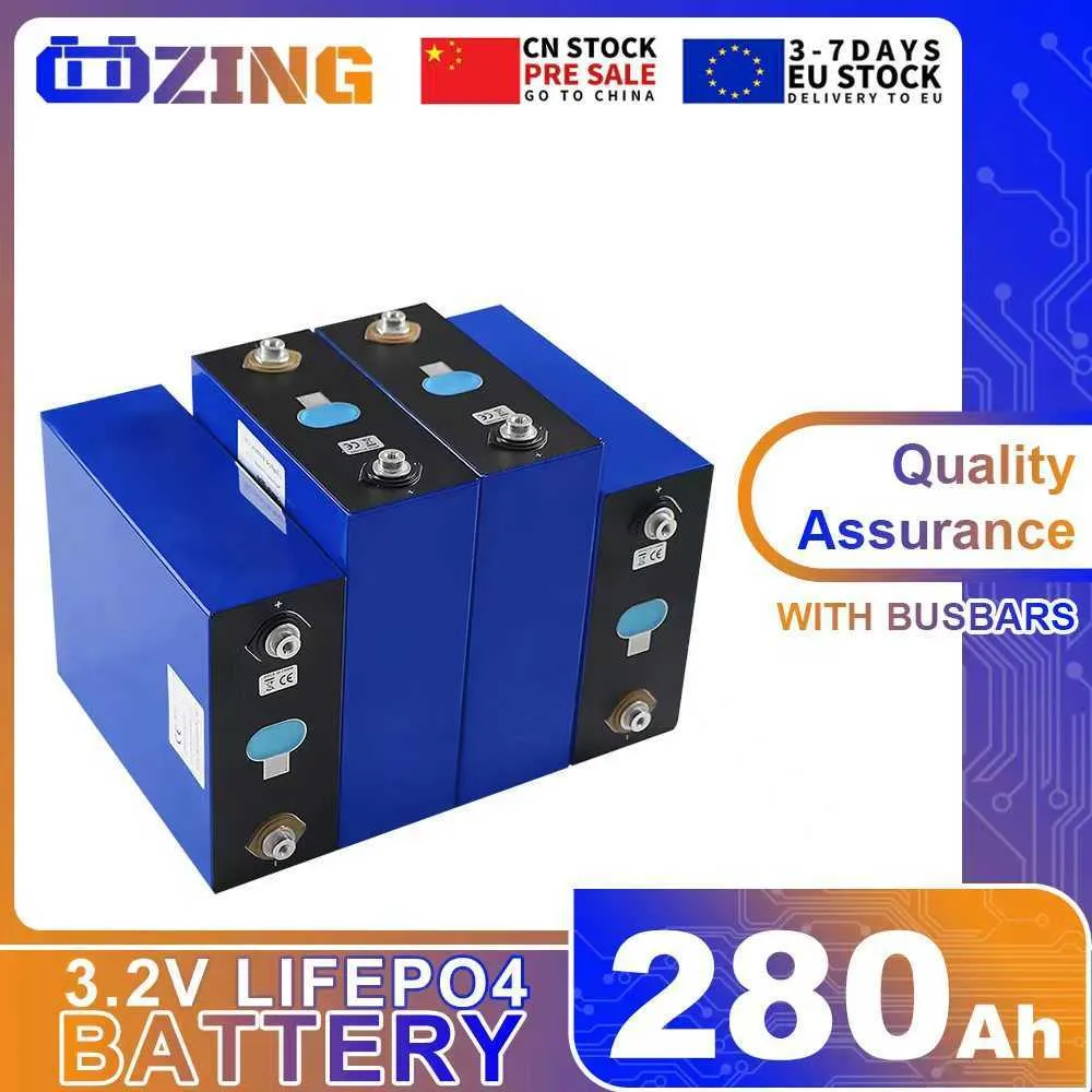 New 3.2V Lifepo4 280Ah Battery 4/8/16PCS DIY Rechargeable Batteries Pack for Golf Cart Boat Solar System EU US Warehous TAX FREE