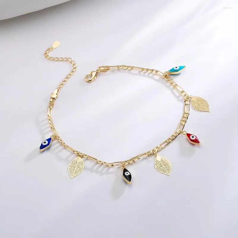 Anklets Mafisar Design Bohemian Gold Color Enamel Drop Oil Devil's Eye For Women Fashion Summer Beach Ankle Chain Jewelry