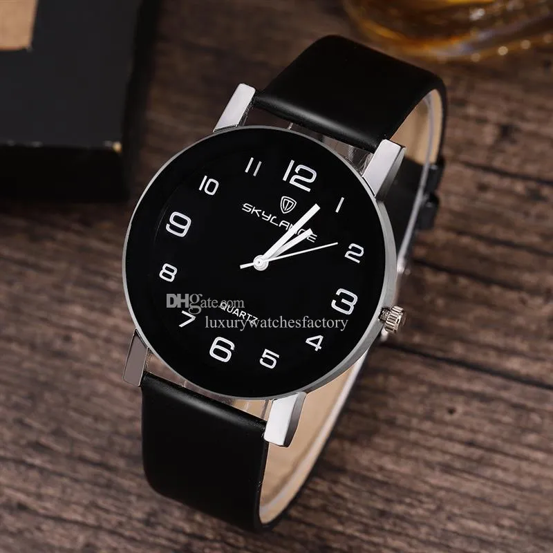 HBP Couples Watch 37mm Classic Dial All Black Design Wristwatch Leather Strap Quartz Movement Fashion Mens Watches Casual Business Gift