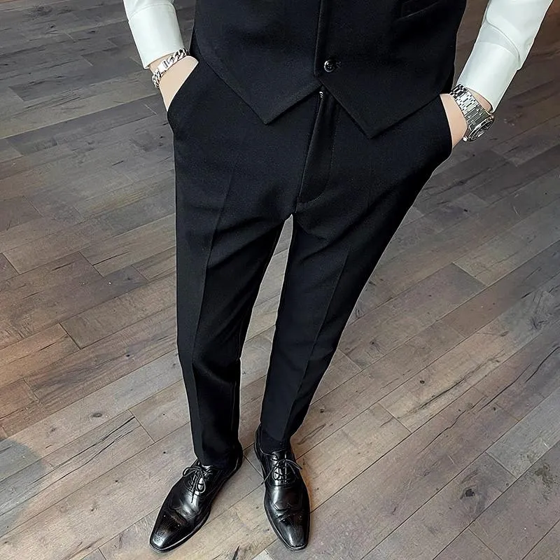 メンズスーツブレザー高品質のブラックスーツパンツファッションブランドメンズドレス特大28-40パンタローホムブルグレーカーキングズボンm