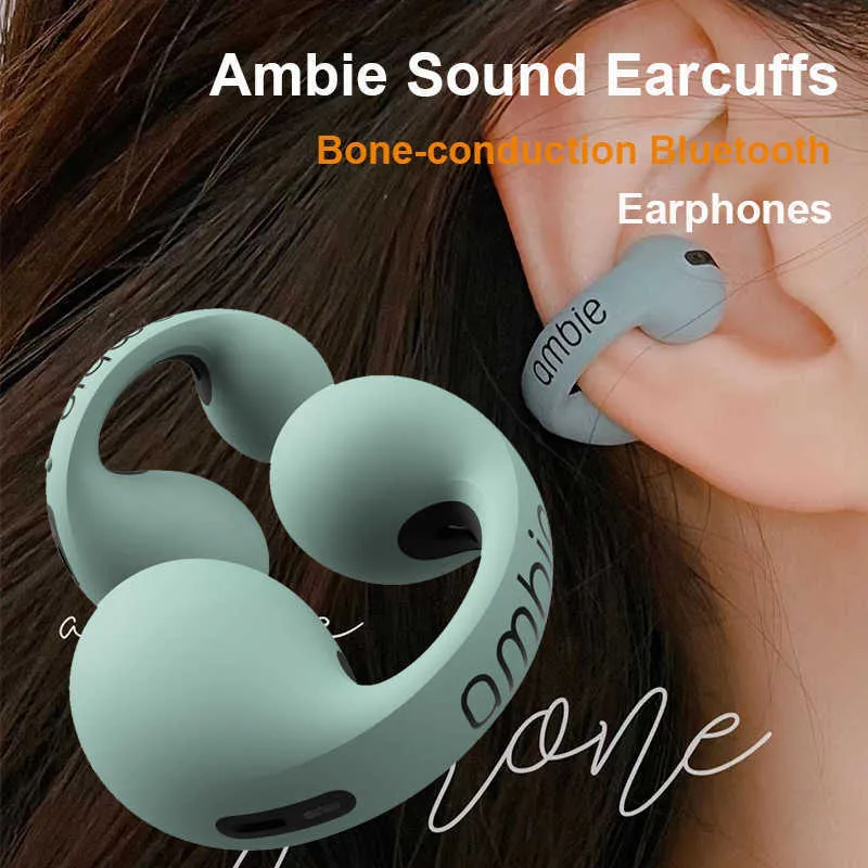 Ambie Sound Earcuffs Ear Auriculares Earring Type Wireless Bluetooth  Earphones IPX5 Waterproof TWS Sport Headphones Earbuds