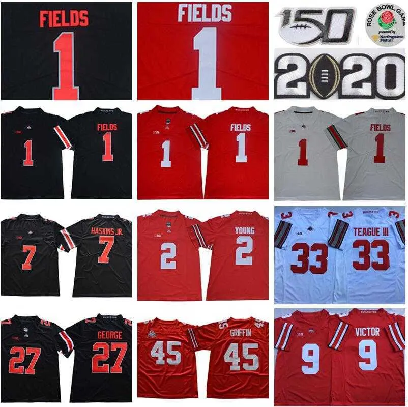 NCAA Ohio State Buckeyes 1 Justin Fields Jersey JK Dobbins Chase Young Dwayne Haskins Binjimen Victor Master Teague George College Football