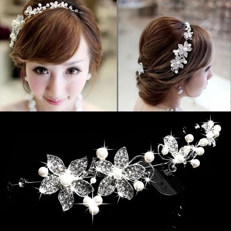 Couronne De Mariage Strass Avec Voile - Set Élégant Accessoires Cheveux Mariée Argent Et Blanc