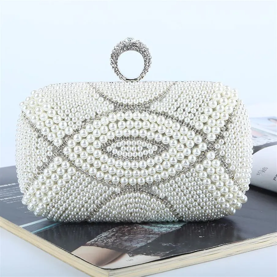 Designer-Factory Toute nouvelle pochette de sac de soirée en diamant perlé faite à la main avec satin pu pour banquet de mariage 300V