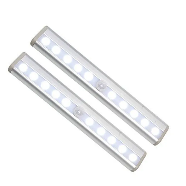 Luzes noturnas do sensor de movimento 10 LED recarregável Beck em qualquer lugar LED magnético Barra de luz LED para Under Gabinet Closet Stairway